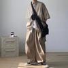 Hong Kong Style Retro Short Sleeved Shirt Men's Summer Japanese Loose Workwear Casual Five Quarter Sleeved Top Jacket