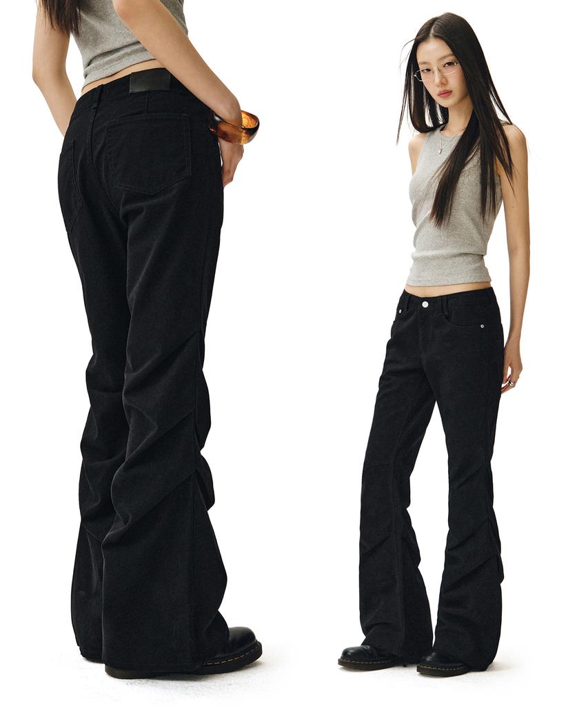 Deketeuumeon Flared Shirring Pants Dcwpt017Black