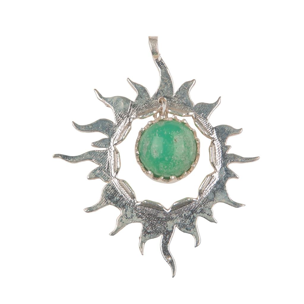 925 Solid Silver Multi Gemstone Sun Health Benefits Unisex Jewelry Pendant 1.76" CP-18
