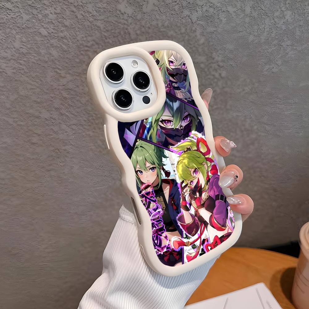Spiel GI Kuki Shinobu Handyhülle für iPhone 17 16 15 14 13 12 11 Air Pro Max Plus Wellige Kante TPU Bunte Hülle Smartphone
