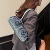 Niche Design Bowling Bag Women's Large Capacity Shoulder Bag Retro Trend Women's Denim Handbag