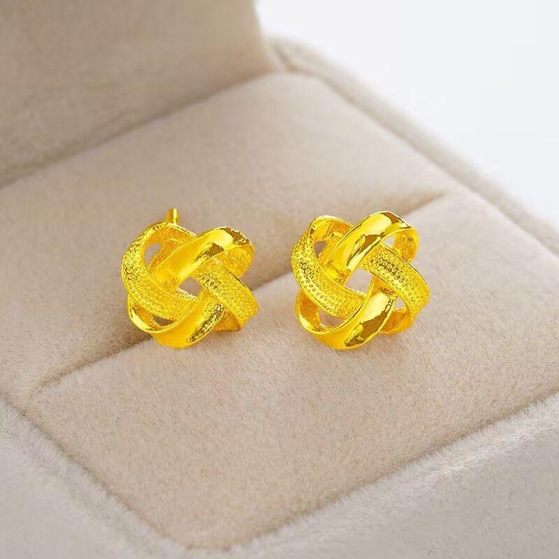 

Vietnam Placer Gold Stud Earrings Women s Anti-Allergy Faux Gold Simple Graceful Petals European Coin Jewelry No Color Fading Gold Accessories Stud Earrings Style 1