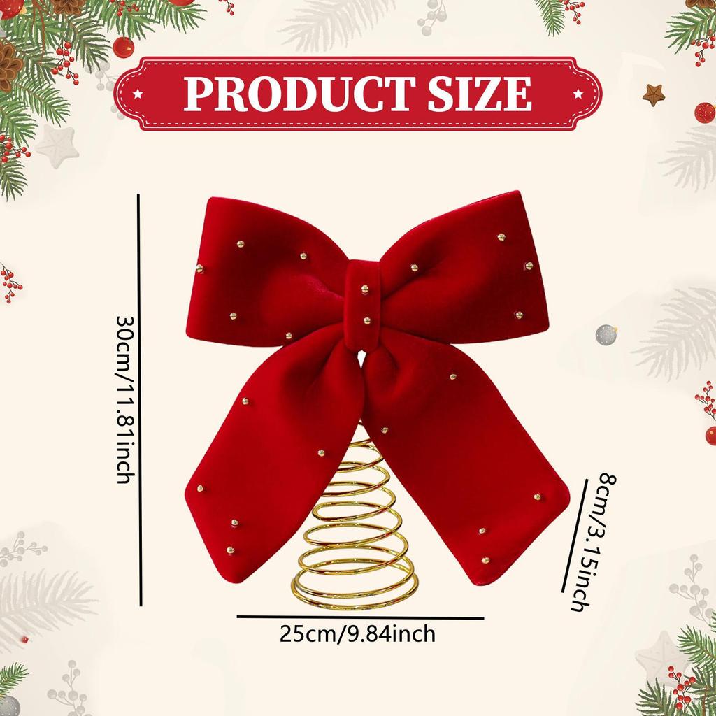 Christmas Tree Topper Bowknot Indoor Home Reusable Xmas Decoration Top Decor for Farmhouse