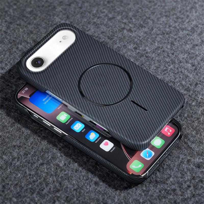 Carbon Fiber Kevlar Pattern For Magsafe PC Case For iPhone 17 Air 16 15 14 Plus 13 Pro Max 13Mini Frameless Magnetic Phone Cover