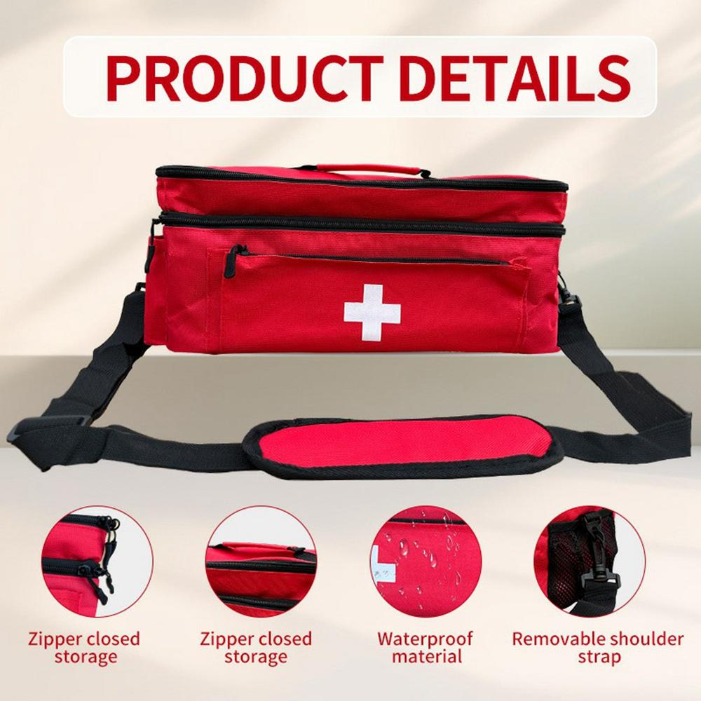 Portable Medication Organizer with Shoulder Strap First Aid Kit Pill Bottle Storage Bag for Home Travel