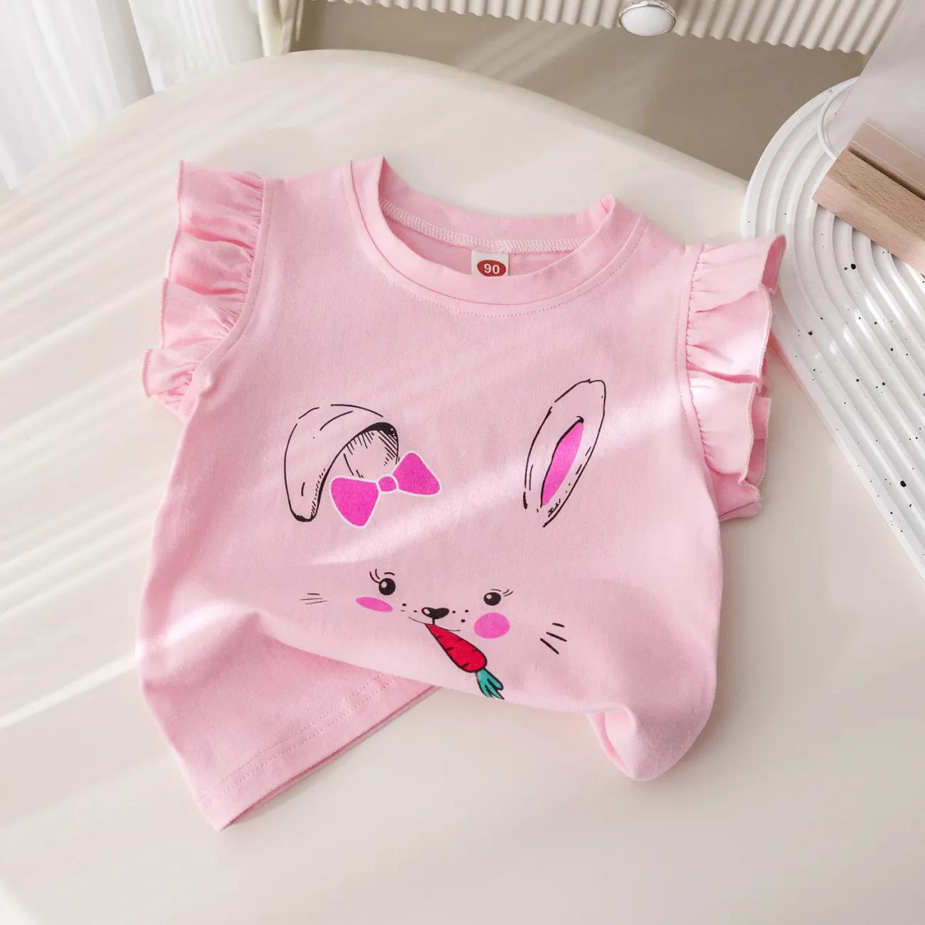 WTEMPO Schattig Meisje Vleermuismouw Baby Tanktop T-shirt Prinses Cartoon Korte Mouw 90 roze