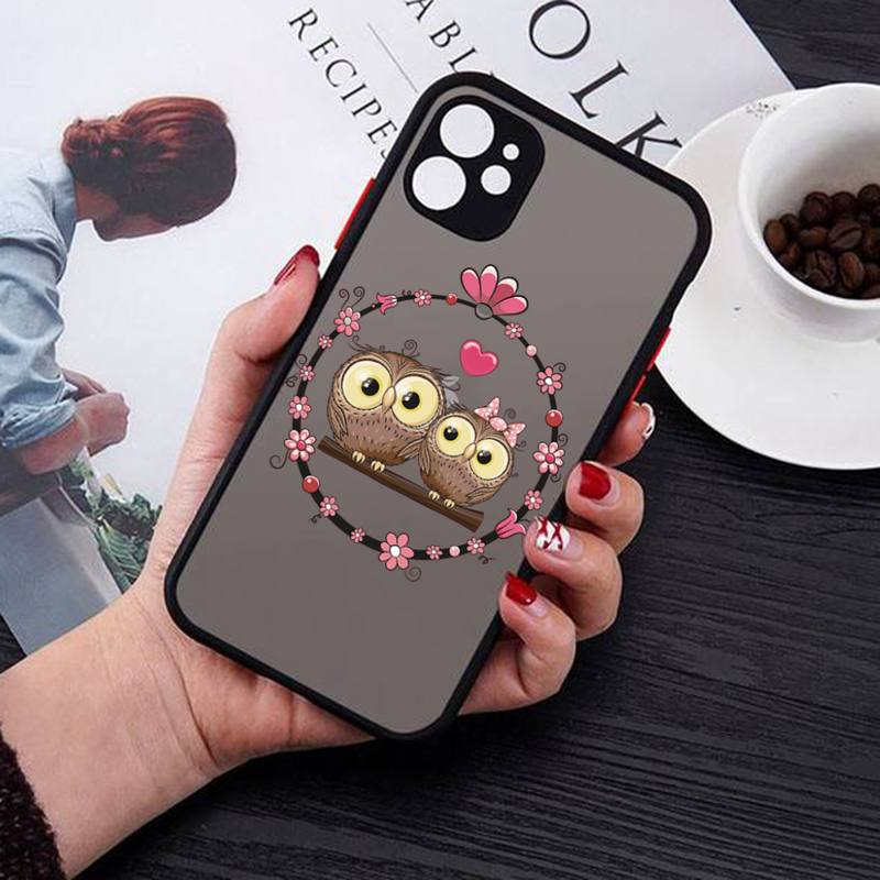 

Чехол для телефона Cute Owl для iPhone X XR XS 7 8 Plus 11 12 13 pro MAX 13mini, полупрозрачный матовый чехол 14 Pro Max
