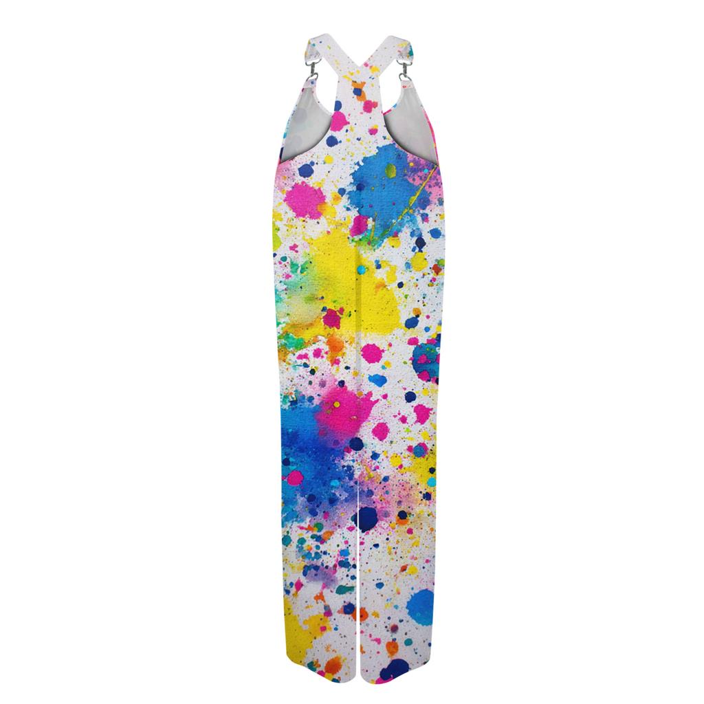 Women's  Overalls  Print Vintage Jumpsuit (Non-Adjustable Straps)