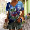 Short Sleeved Trendy Versatile Fashion Loose Top Summer Thin V-neck T-shirt