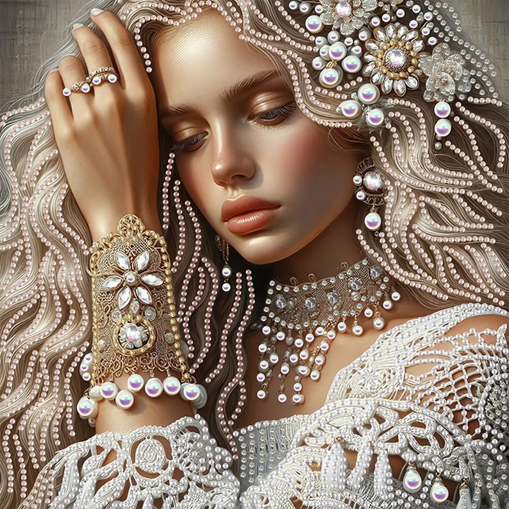 5D DIY Partial Special Shaped Drill Diamond Painting Kit Lady Decoration 30x30cm