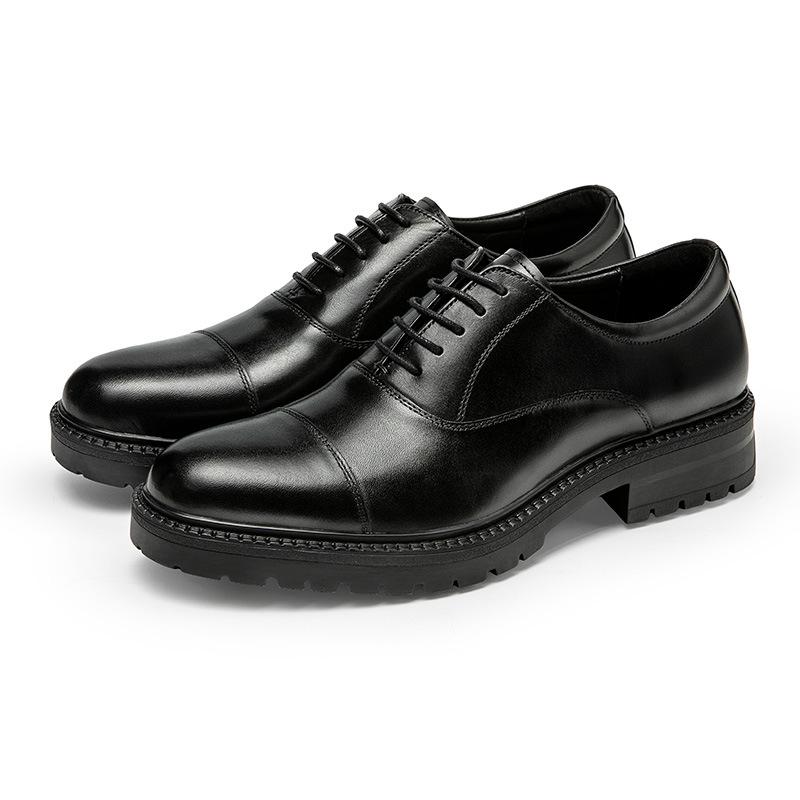 Leather shoes men's formal thick-soled three-joint Oxford shoes cowhide heightening men's shoes