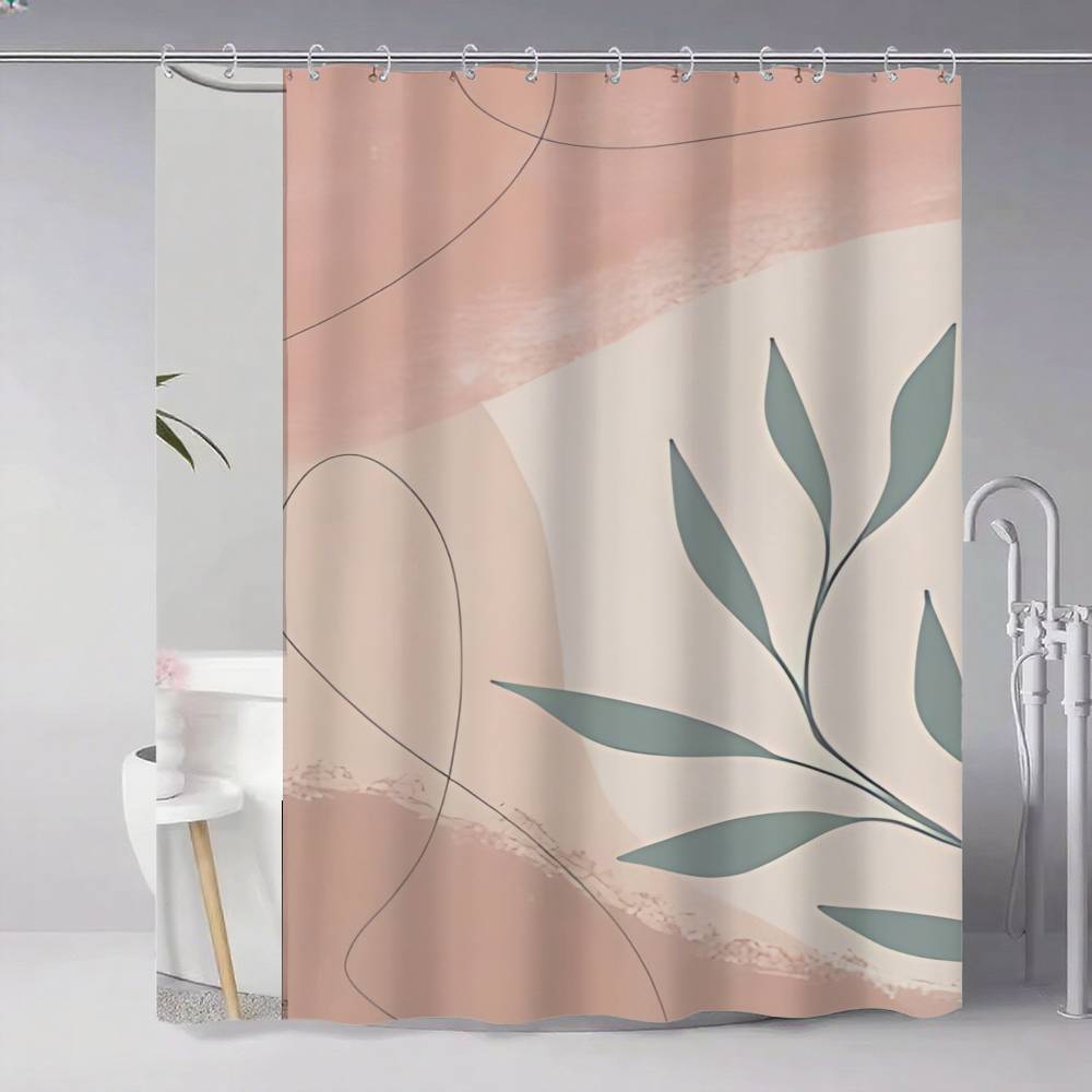 Orange Bohemian Leaves Shower Curtain, Bathroom Decorative Shower Curtain, Waterproof Curtain With Hooks