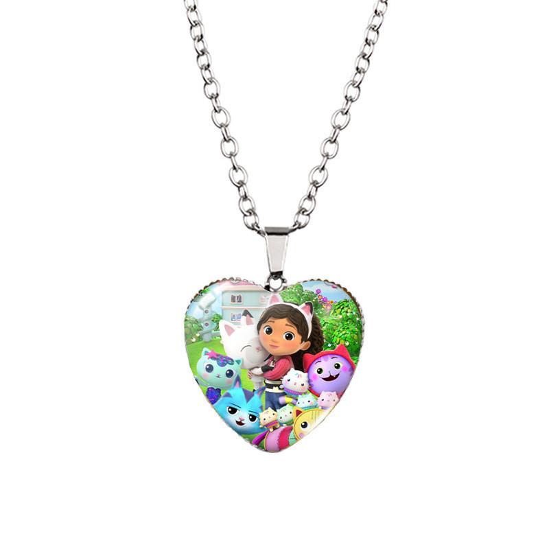 

Очаровательное колье-подвеска в виде сердца «Кукольный домик Габби», модный дизайн из сплава с драгоценными камнями, все для XXXL5110,Stainless Steel Chain