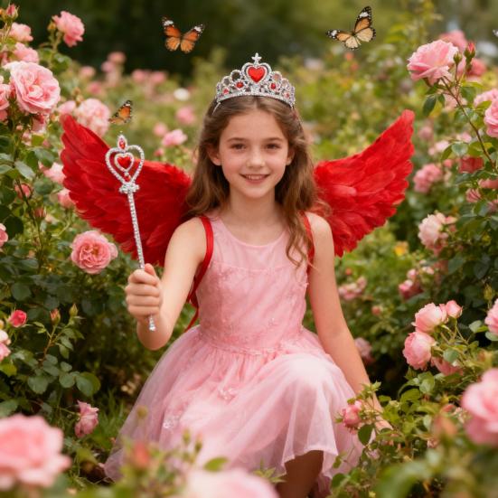 Angel Wing for Girls Women Feather Wings with Crown And Wand Fairy Costume Accessories for Cosplay Halloween Party