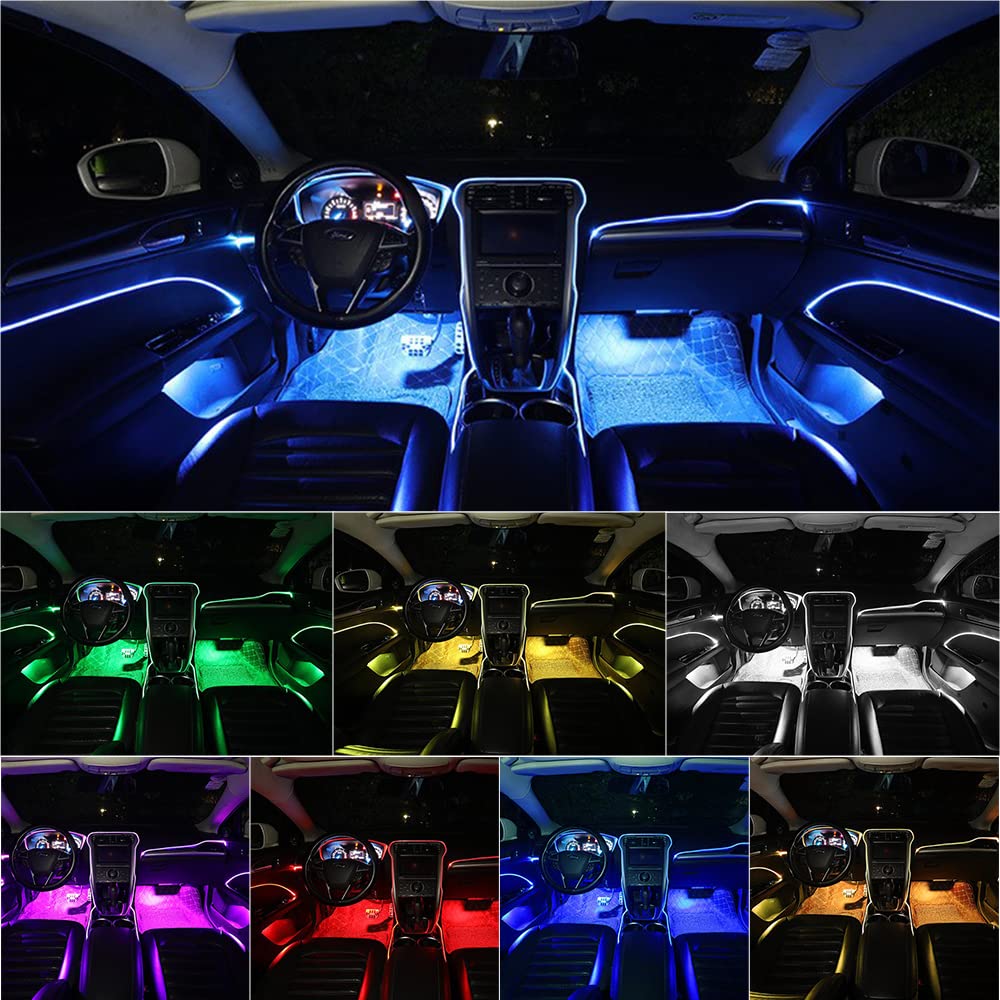 Catland LED RGB LED Strip Light for Car 8 16 Remote Brightness Sound Memory Sequential Flowing Ice Pink Rainbow USB No 3M x 1 1M x 2 Strip, Interiors,