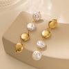 Trendy 2023 Gold Geometric Earrings Minimalist Long Faux Pearl Winter Jewelry