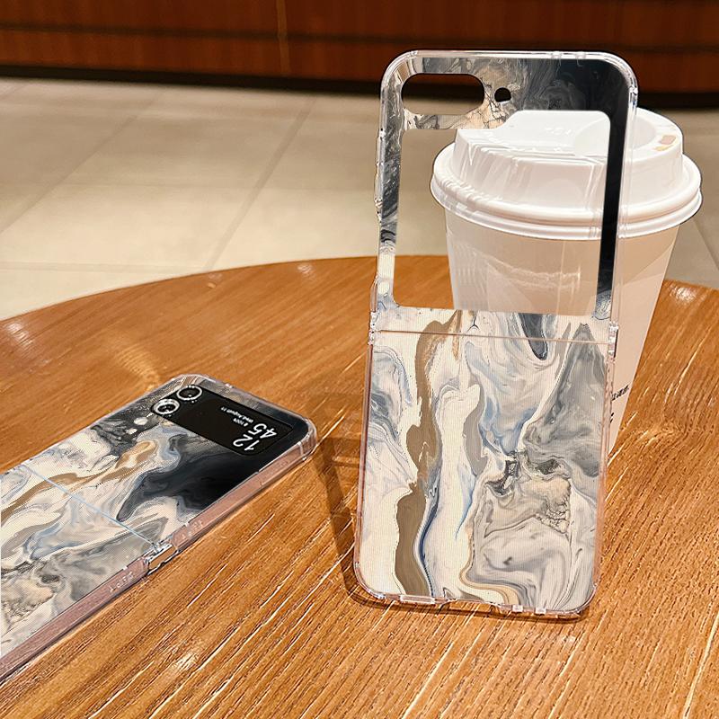 

For Samsung Galaxy Z Flip6 Flip5 Flip4 3 Colorful Marble Pattern 2 Pcs Foldable Tpu Soft Shockproof Slim Phone Case Cover Samsung Galaxy Z Flip6 серый