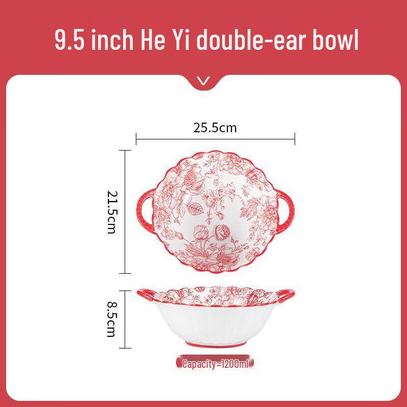 

Rose Queen Underglaze Ceramic Double-Handle Bowl