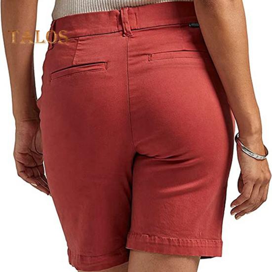 Shorts femininos de verão, slim fit, reto, comprimento até o joelho, esportivo, cor sólida, bolsos, cintura alta, casual, uso diário, shorts