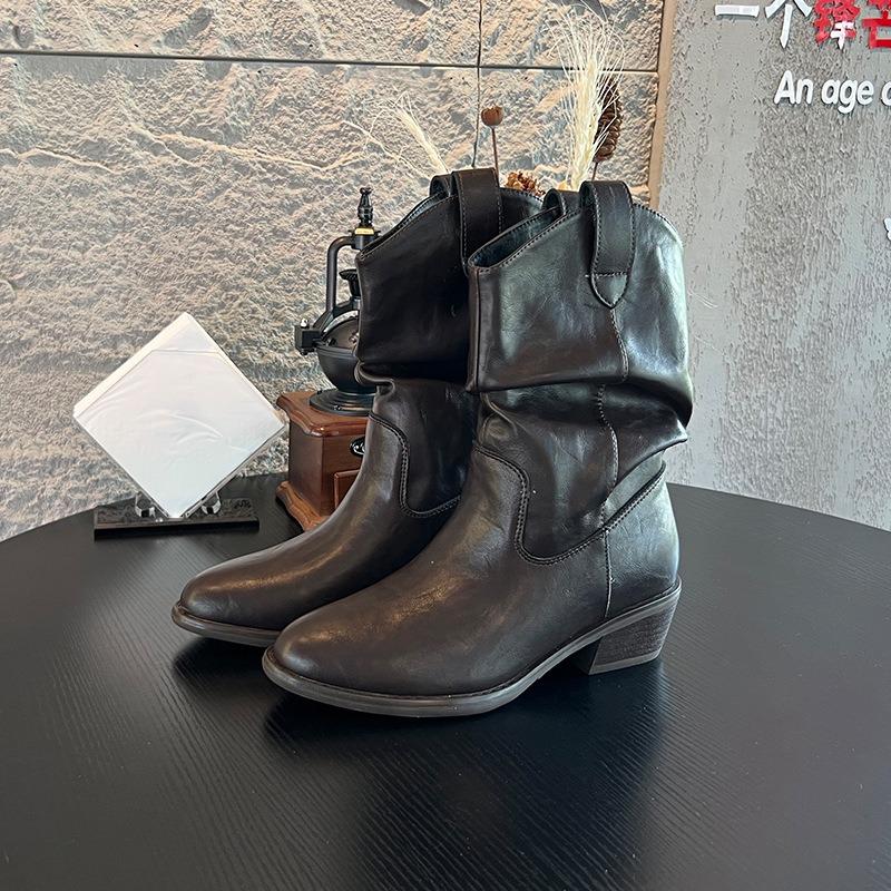 New Martin Boots Women's Autumn and Winter Chelsea Boots Short Boots Casual Pile Boots Brown Boots