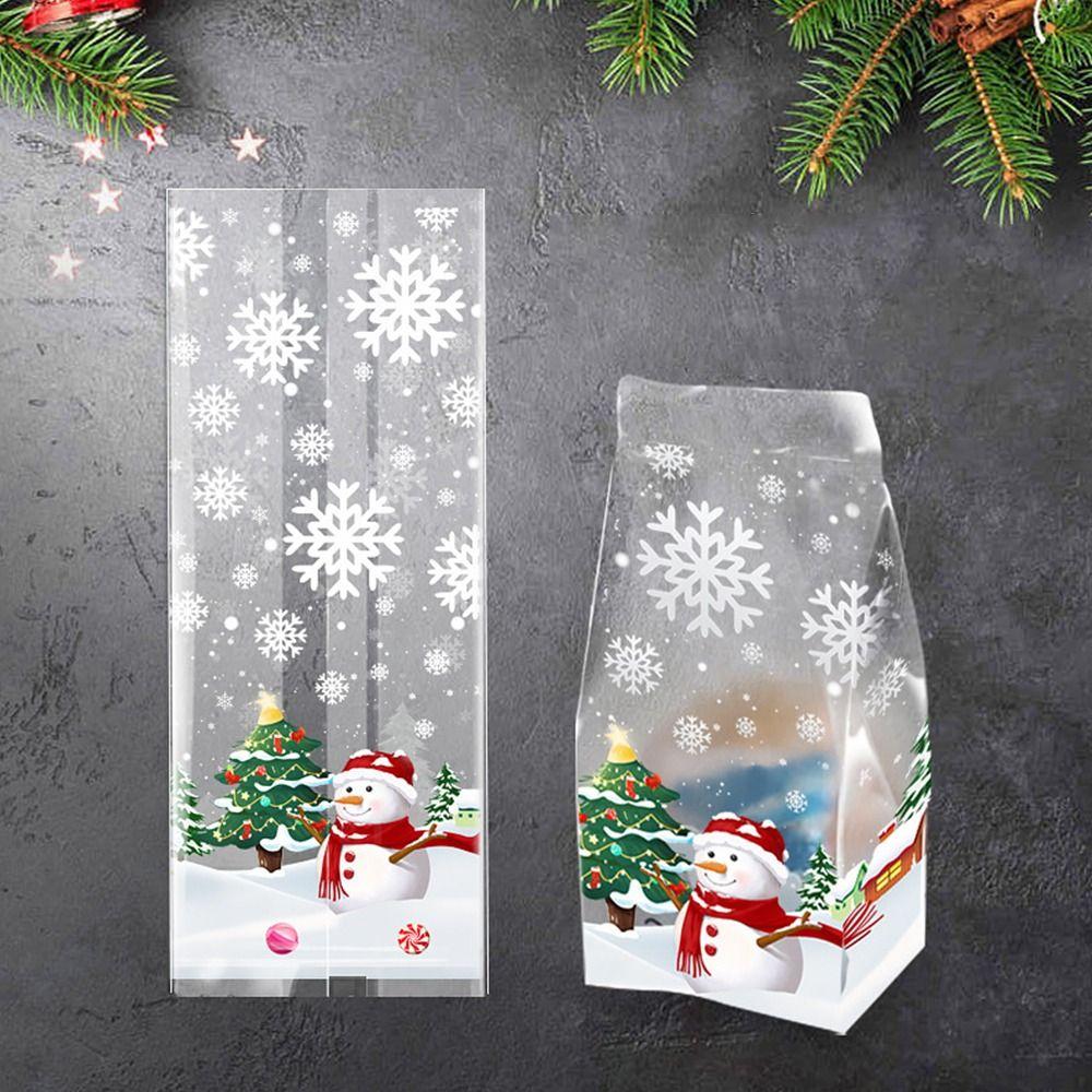 50Pcs Christmas Candy Bag Snowflake Crunchy Candy Cookies Biscuit Bag Party Gift Packaging Party Supplies