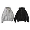 Fall Winter Men Coat Zip-up Long Sleeves Elastic Cuff Thick Plus Size Drawstring Plush Solid Color Loose Pockets Daily Sport Hoodie