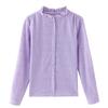 Spring New Style Black Ear-side Stand-up Collar Women's Jacquard Shirt Design Style Versatile Niche Long-sleeved Top