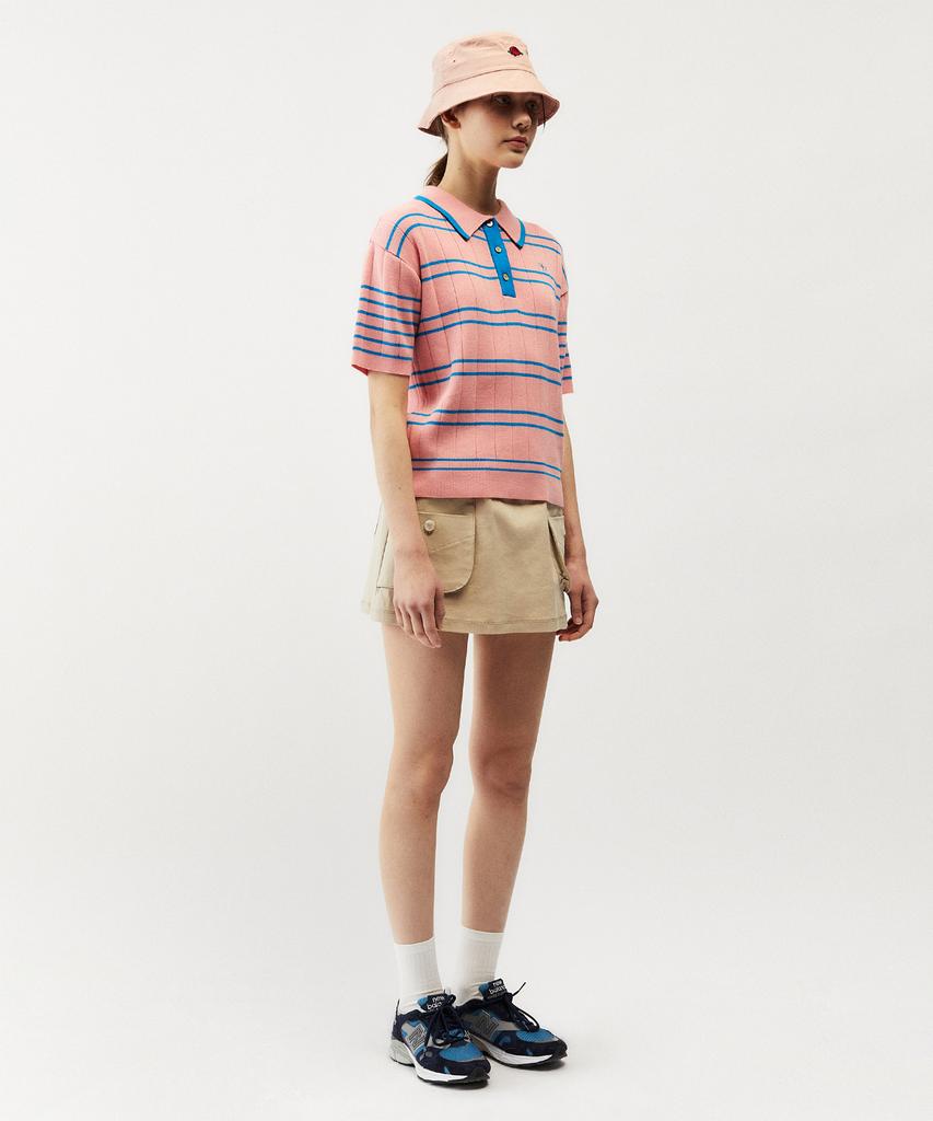 MAYOL Cotton Contrast Cargo Skirt_Warm Beige