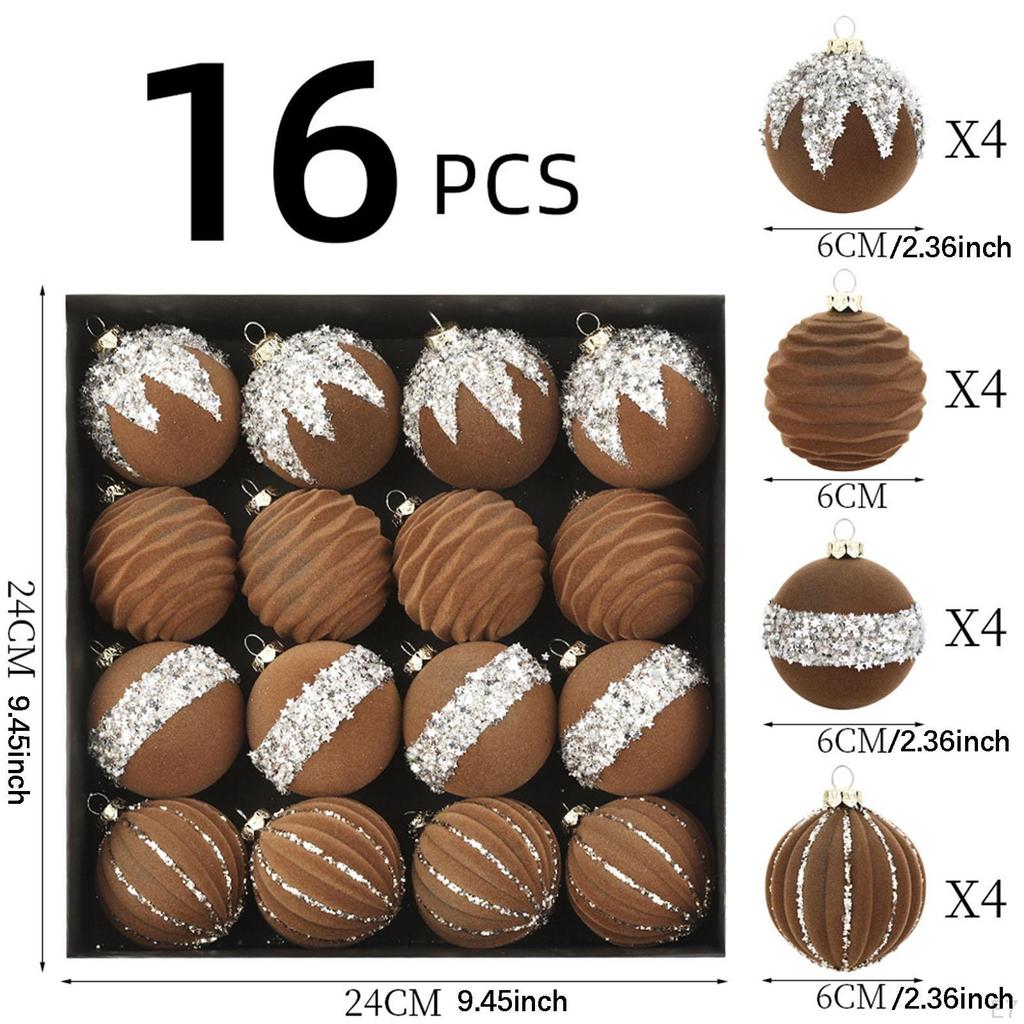 16 Stück Samt Weihnachtskugel Ornamente Dekoration Heimdekor Bruchsicher Dekorativ