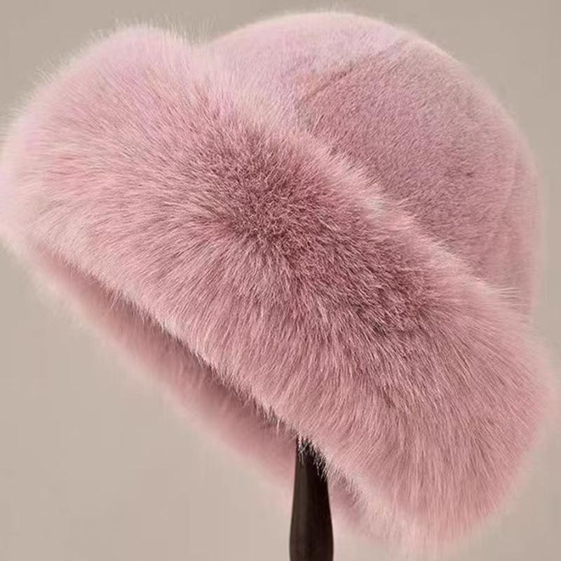 Women's Winter Leopard Print Faux Fur Bucket Hat with Ear Protection