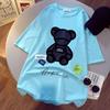 Dámská trička Harajuku Girls Plus Oversize Tops Výstřih do O Krátké rukávy Volné Letní tričko Výšivka Medvídek Trička