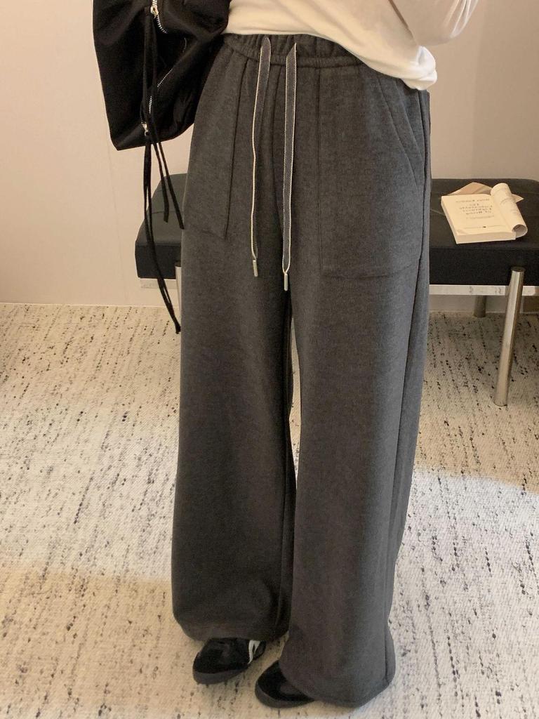Damen Freizeit-Herbsthose mit weitem Bein und Fleece-Futter
