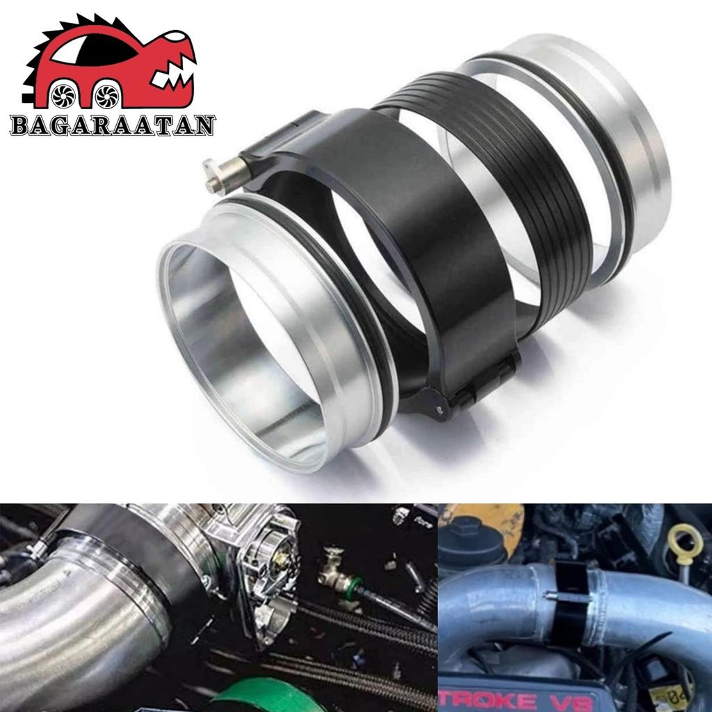 BAGARAATAN Aluminum Quick Release 5 for Intake Intercooler Pipe Throttle Union Sleeve V-Band Clamp, Inch/127mm, Clamps, (Black)