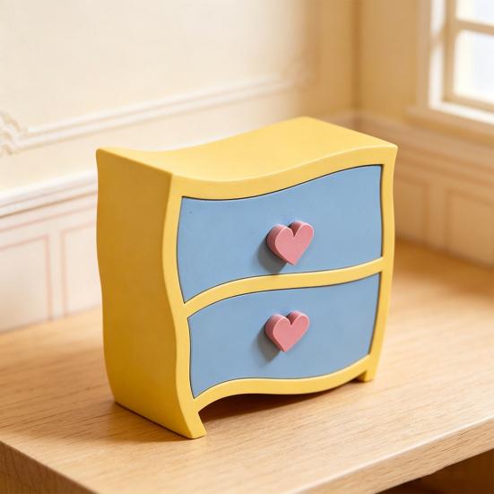DollHouse Cabinet, Miniature Drawer Cabinet, Simulation DIY Scene Model Decor, Decorative Storage Dresser for Dollhouse Furniture Pretend Play Props