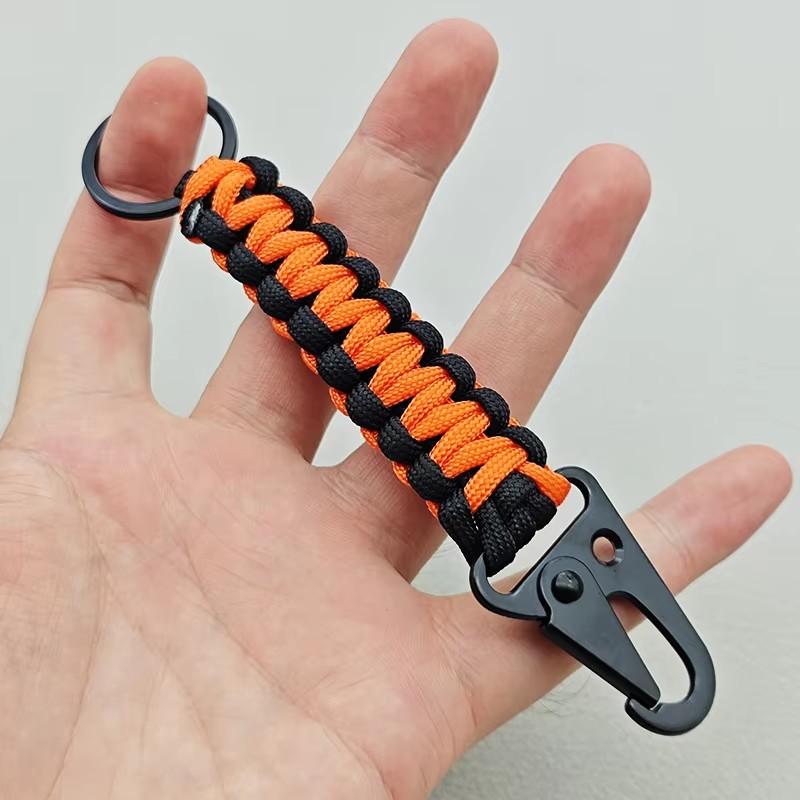 Military Paracord Keychain Ring Survival Kit with Carabiner Braided Cord Rope Lanyard Emergency Knot Tools for Camping Outdoor