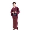Fuuka Yukata Set and Waist Willow Size Wine Z3805LLB43 Men's 4-Piece (Includes Obi, Geta, Cord) - Cotton, LL, (Kenjo Obi/B43 Black)