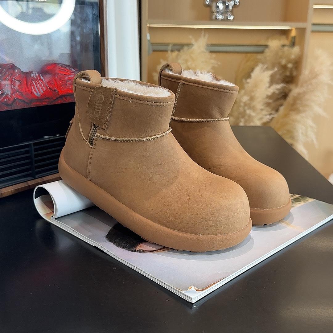 

Cowhide version round head velvet thickened warm snow boots women s winter thick-soled versatile short cotton shoes 40 верблюд