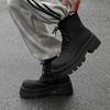 Fashion 2025 New British Style Men's Short Boots Autumn New Men's Boots Platform Boots Fashionable Black High Top Leather Shoes for Men