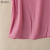 ZANZEA Blusa Casual da Donna con Scollo a V, Colore Unito, Vestibilità Larga, Inserti in Pizzo, Manica Corta