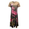 Women's Spring And Summer Fashion V-neck Short-Sleeved Printed Loose Hem Dress