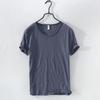 Retro Rohkanten T-Shirt für Herren Leicht, Atmungsaktiv, Slim-Fit, Unifarben O-Ausschnitt Lässiges Basic Top
