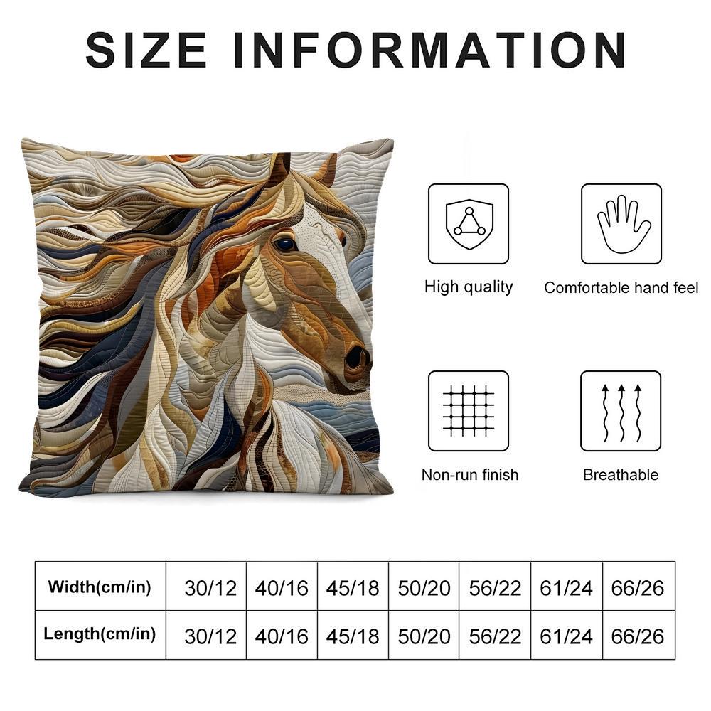 Printing Stylish Horse Cushion Cover Soft Plush Fabric Double-Sided Printed Sofa Cushion Cover For All Seasons Home Decor Gift