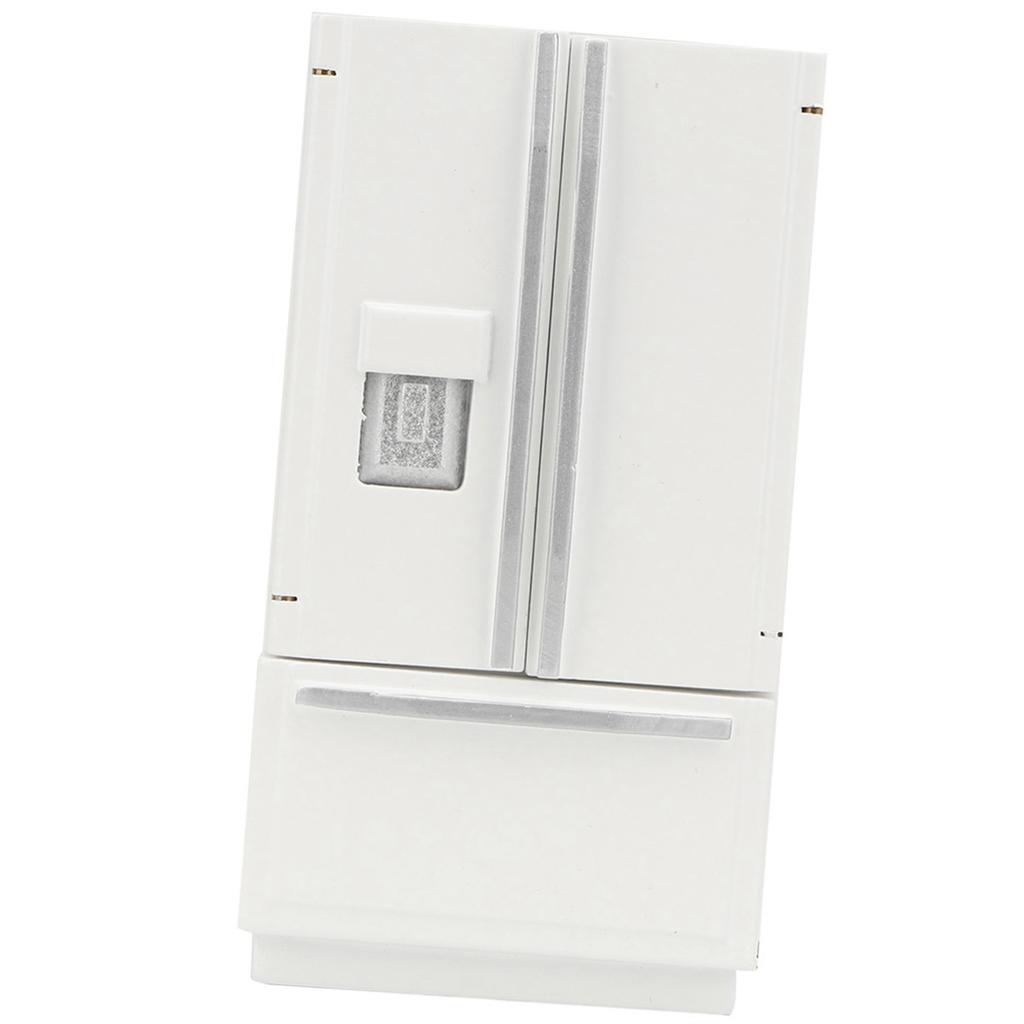1:12 Mini Wooden Refrigerator Model Furniture Accessories for Dollhouse(White)