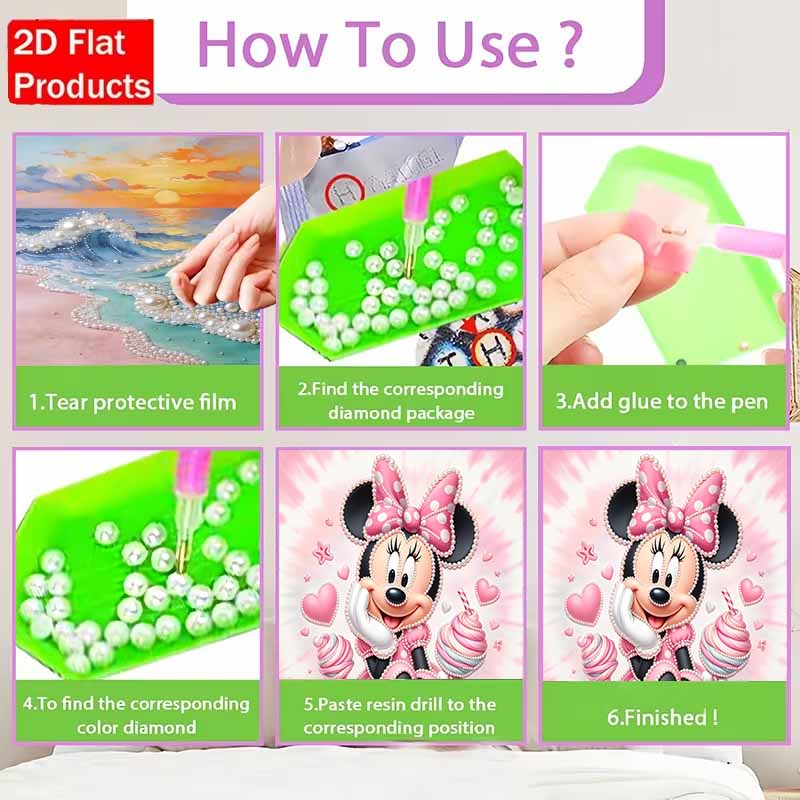 Disney Pearl Art Painting Home Wall Decor Minnie Mouse Pearl Gemstone Picture Crafts Adult/Beginner Gift Creative Home Decor Unframed