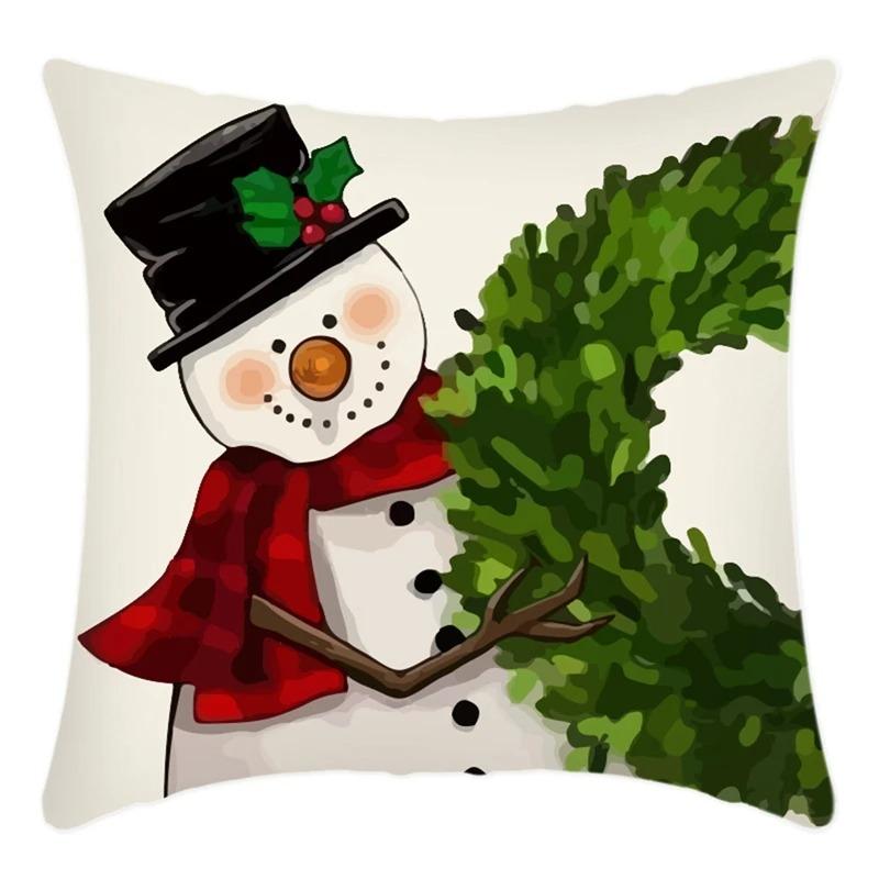 Merry Christmas Pillowcase 45X45Cm Throw Pillowcase Winter Christmas Decorations Home Tree Deer Sofa Cushion Cover New Year