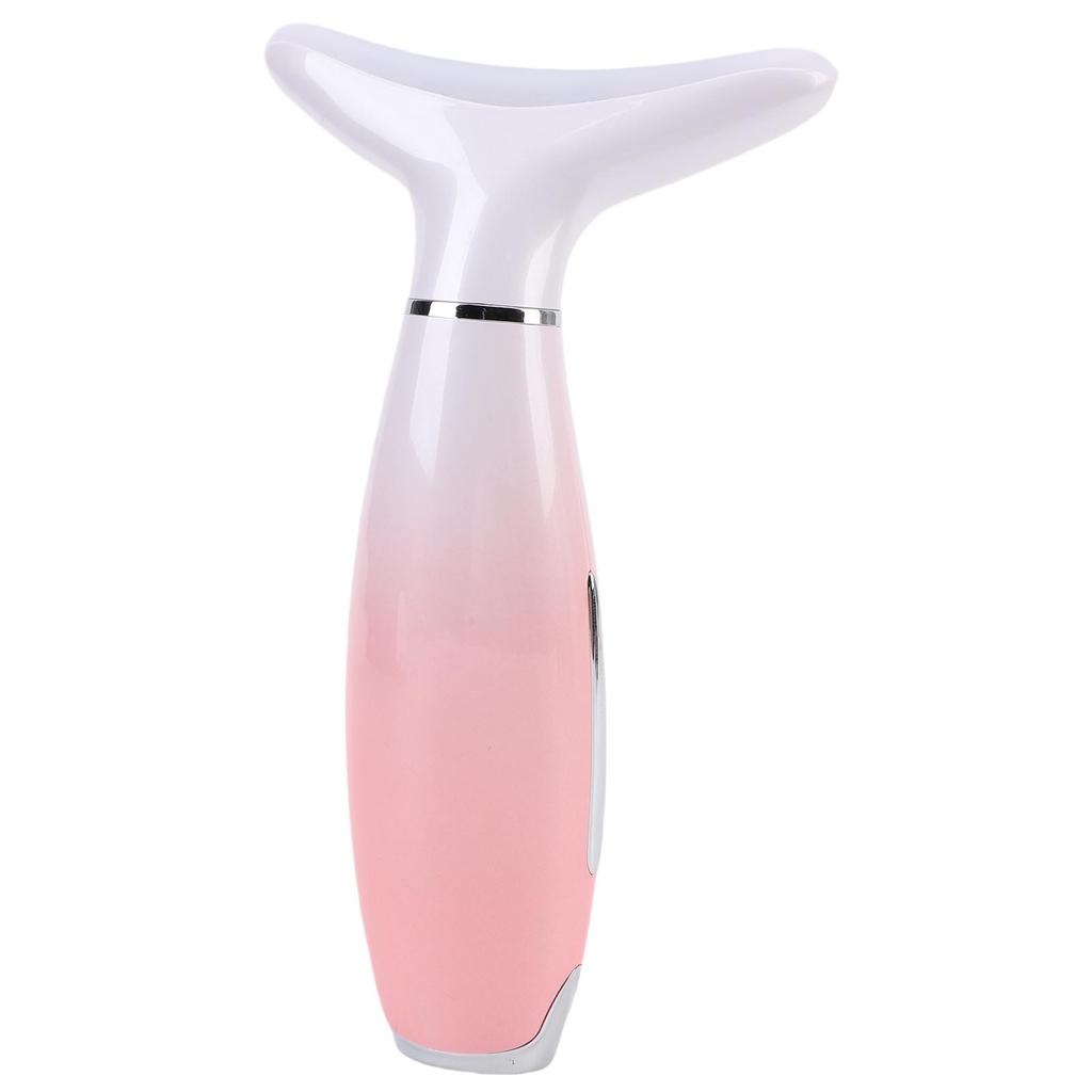 Neck Face Beauty Device Rechargeable 3 Modes Face Neck Massager Enhance Absorption with Heating Colorful LED Light Pink