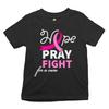 Hope Pray Fight for a Cure Youth Kids Boys T-Shirt Cancer Awareness Pink Ribbon Kids