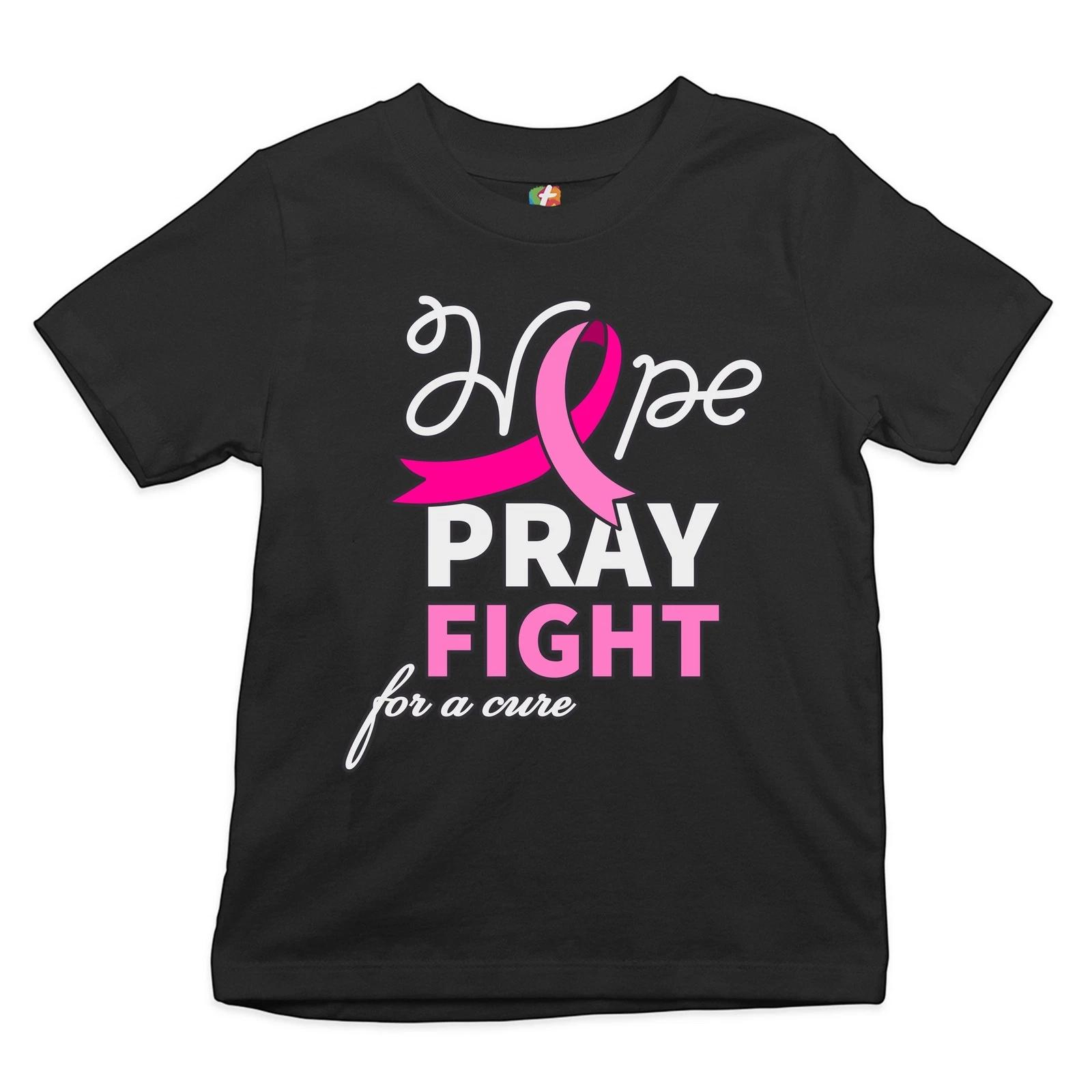Hope Pray Fight for a Cure Youth kids boys T-Shirt Cancer Awareness Pink Ribbon Kids 160