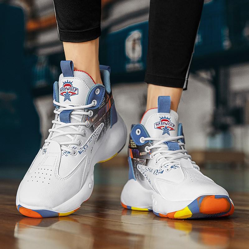 Fashion Mesh Basket Boots Rubber Thick Soft Sole Fitness Casual Anti-slip Sneakers 39-45 2025 Mens High Side Wearproof Basketball Shoes