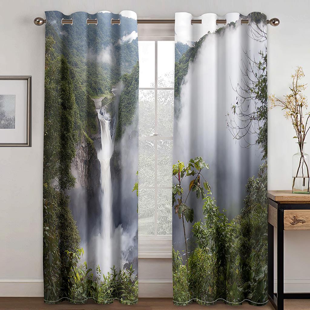 Forest natural scenery sunshade curtain, 3D printing shower curtain, polyester washable fabric, home decorative screen
